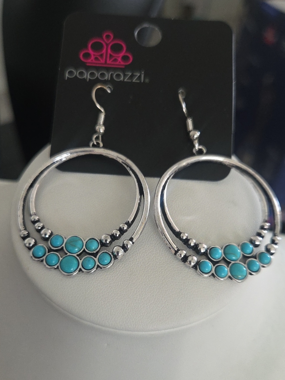 Paparazzi Spiraling Serenity Blue Earrings NWT
